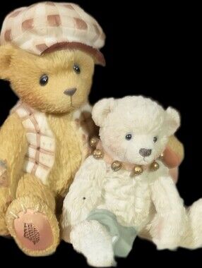 Vintage Cherished Teddies Pink and Cream Pair Figurine. 1999 Pricilla Hillman.
